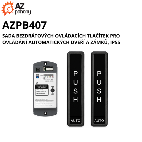 AZPB407 - sada bezdrátových ovládacích tlačítek pro ovládání automatických dveří a zámků, IP55